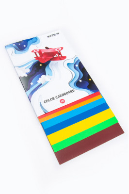 Картон кольоровий, односторонній, А5, 10 листів, 10 кольорів